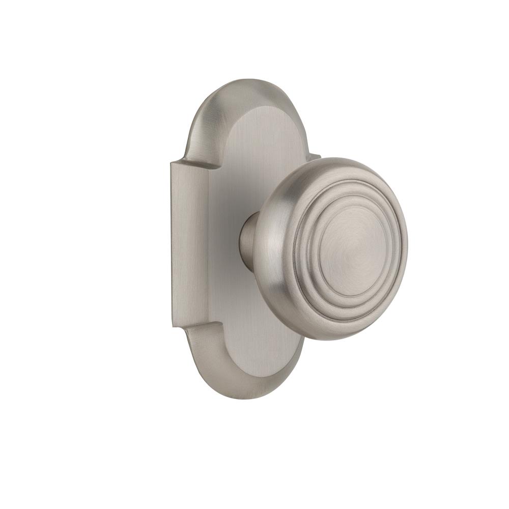 Nostalgic Warehouse COTDEC Complete Passage Set Without Keyhole Cottage Plate with Deco Knob in Satin Nickel